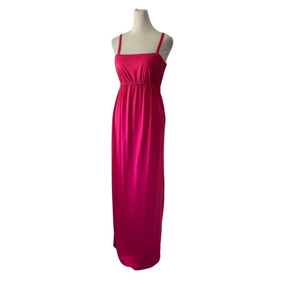 Vintage ‘70s Jody T of California Dark Pink Sleeveless Square Neck Maxi Dress